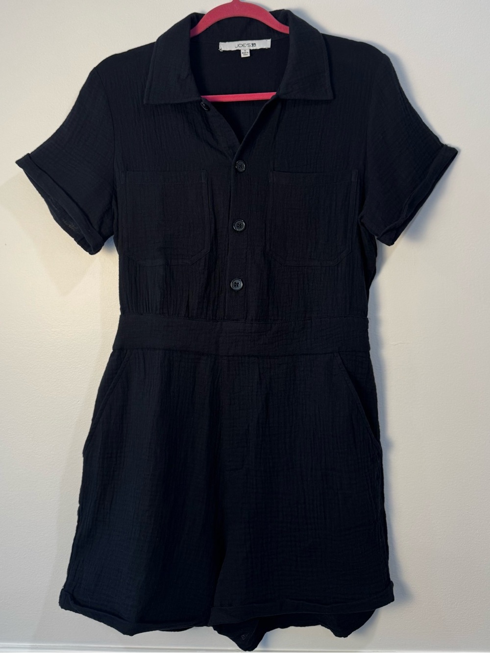 Joe's Jeans Black Gauze Short-Sleeve  One-Piece Romper